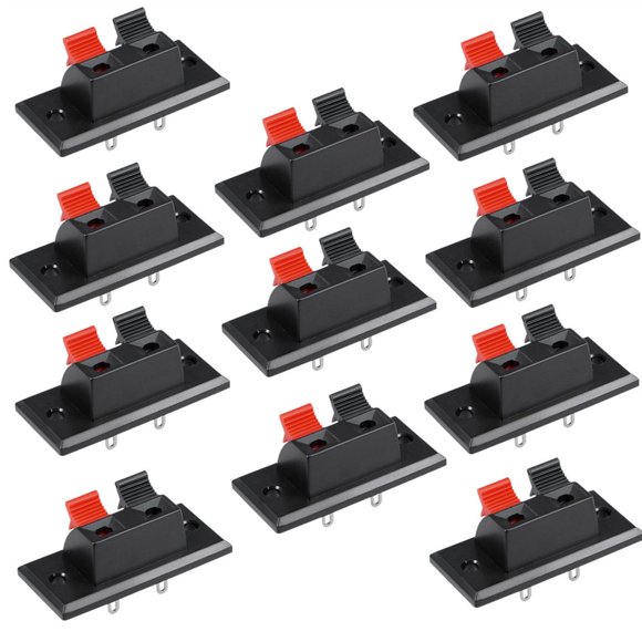 SUTENGDA 10 Pcs 2 Way 2 Pins Stereo Speaker Terminal Strip Push Connector Plate Block Rated Load