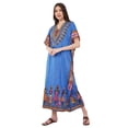 thumbnail image 2 of Divine threads Women African Print Kimono Cover Up V Neck Batwing Sleeve Plus Size Beach Kaftan Dresses Brown (Blue), 2 of 7