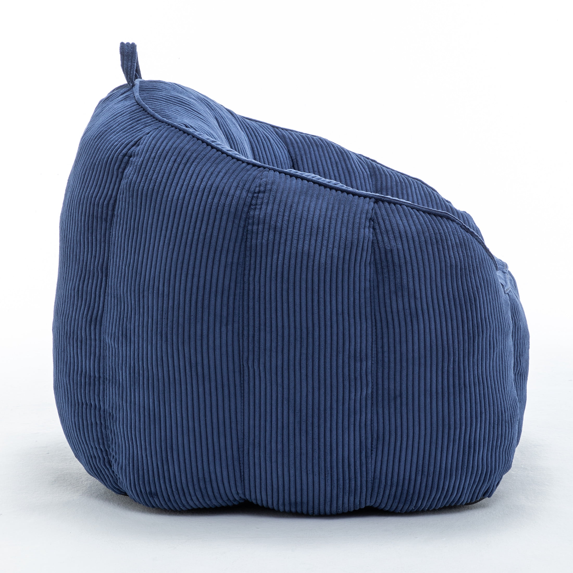 Noble House Revon Giant Corduroy Bean Bag Chair with Armrests, Cozy Memory Foam Lounge Couch for Living Room, Dark Blue