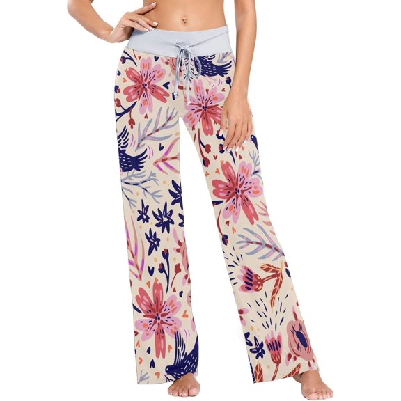 GZHJMY Women's Pajama Pants Blooming Flowers Comfy Stretch Sleepwear Essentials womens Lightweight Lounge Terry Pajama Pant, Large