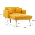 thumbnail image 2 of BISHE Convertible Chaise Lounge Chair, Modern Sleeper Sofa Bed with 3 Reclining Angles, 2 Velvet Pillows, 400 LBS Capacity, Upholstered Indoor Lounge Chair for Living Room or Bedroom, Creamy, Mustard, 2 of 7