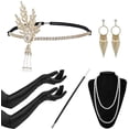 thumbnail image 1 of Accesorios De Los Años 20 Conjunto De Flapper Para Mujer Accesorios De Disfraz De Gatsby Incluyendo Diadema De Plumas Guantes Collar Soporte Para Cigarrillos Negro Pendiente, 1 of 5