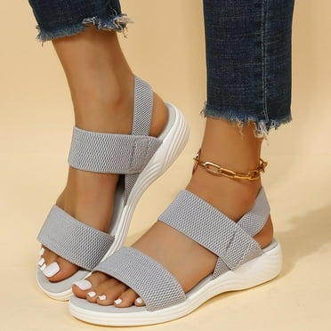 Azrian Sandals for Women New Style Casual Women's Sandals and Slippers with Flat Bottom for Outer Flash Picks Gray 6