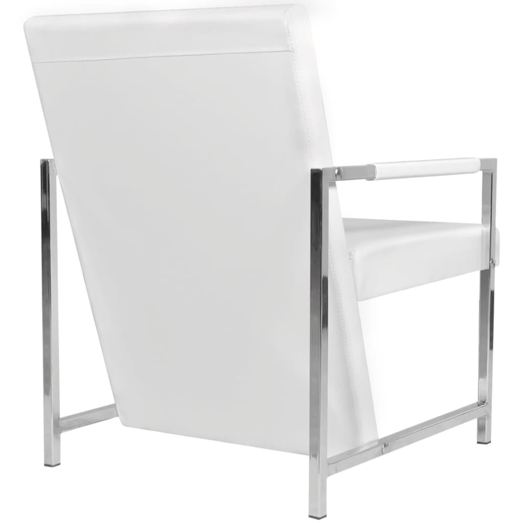 Kepooman Modern Artificial Leather Relax Armchair with Chrome Feet for Home Office, White Kepooman Modern Artificial Leather Relax Armchair with Chrome Feet for Home Office, White