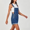 thumbnail image 5 of Women's Solid Loose Fit Denim Overalls with Multiple Pockets Casual Jumpsuit Blue L, 5 of 7