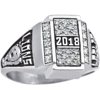Personalized Women's Crest CZ Pave Top Class Ring available in Valadium, Silver Plus, 10kt and 14kt Yellow and White Gold