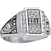 Personalized Women's Crest CZ Pave Top Class Ring available in Valadium, Silver Plus, 10kt and 14kt Yellow and White Gold