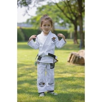 FLUORY Kids Youth Childrens All Around Brazilian Jiu Jitsu BJJ Gi Animal Bears Embroidery no Belt