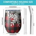 thumbnail image 5 of 12oz Stemless Wine Tumblers Red Christmas Snowflake and Plaid Pattern Vacuum Insulated Stainless Steel Travel Tumbler Cups Mug with Lid and Straw for Champaign,Cocktail,Beer with Cleaning Brush, 5 of 5
