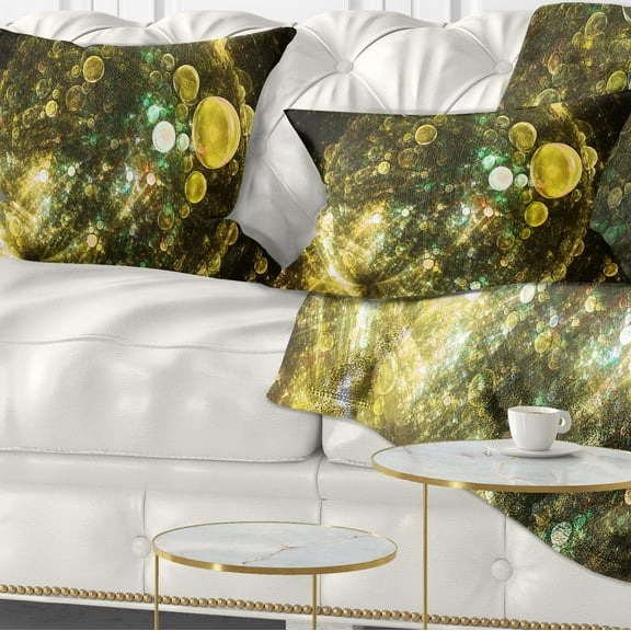 Designart Yellow Spherical Planet Bubbles - Abstract Throw Pillow - 12x20