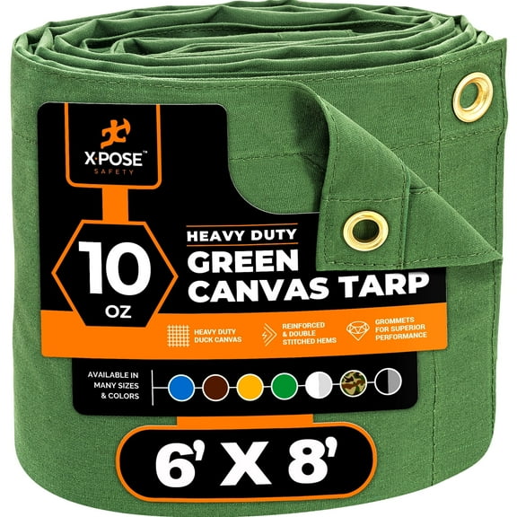 Xpose Safety 6' x 8', 10 oz Thickness Poly Canvas Tarp