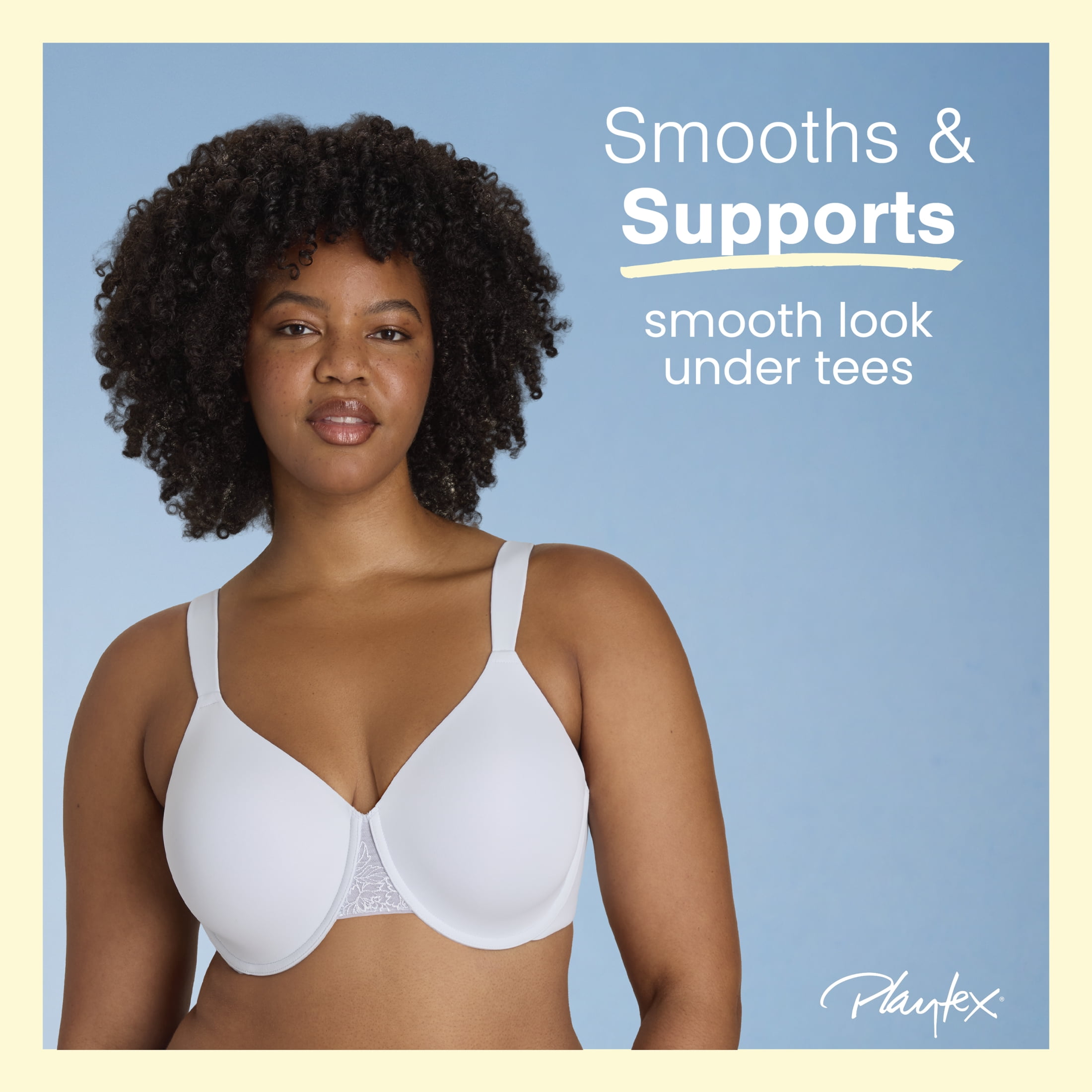 Playtex Women's Smoothing T-Shirt Underwire Bra, Moisture Wicking (Plus Sizes)