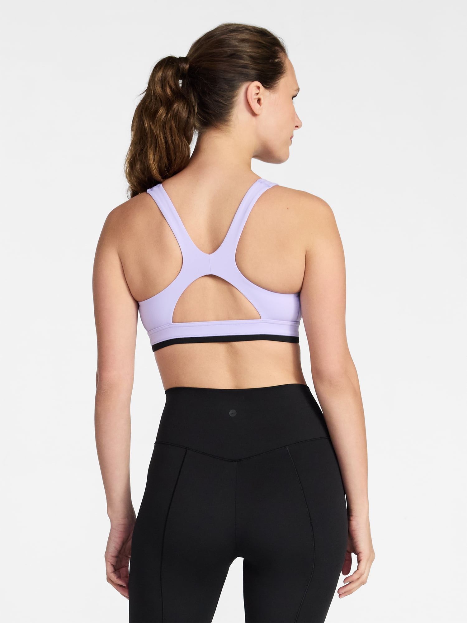 Avia Women's Medium Support Open Back and Contrast Tipping Sports Bra, XS-XXXL