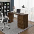 thumbnail image 5 of Desk with Drawers, 53'' W Home Office Computer Desk Gaming Table, Modern Vanity Desk with Storage, Wood Writing Workstation for Bedroom, Living Room, Classic Oak, 5 of 5