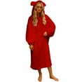 thumbnail image 3 of QATAINLAV Blanket Oversized Hoodie Pajamas for Women Cute Ear Hooded Sweatshirt Dress Long Sleeve Pullover Pajamas, Red, XXL, 3 of 10