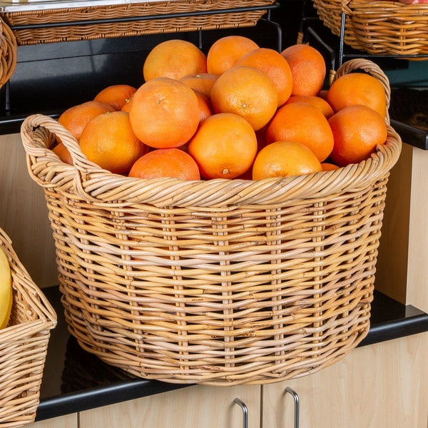 Light Round Wicker Display Basket with Handles - 22