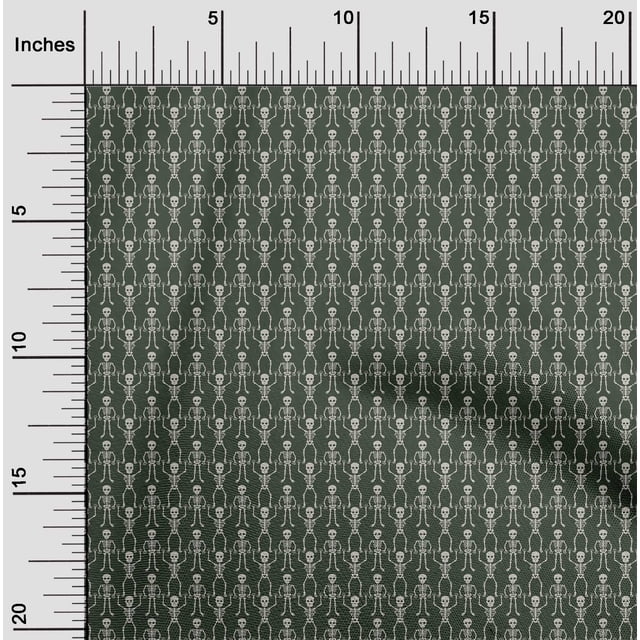 oneOone Rayon Dark Green Fabric Skull Craft Projects Decor Fabric Printed By The Yard 56 Inch Wide