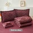 thumbnail image 3 of Beartech 7 Piece Comforter Set King Size, Wine Red Plaid Patchwork Comforter Bedding Set for All Season, Bed in a Bag with Flat Sheet & Fitted Sheet, Pillowcases & Pillow Shams, 3 of 8