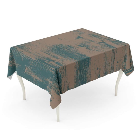 LADDKE Abstract Grunge Wood Overlay Vintage in Brown and Teal Blue Board Floor Grain Tablecloth Table Desk Cover Home Party Decor 60x84 inch