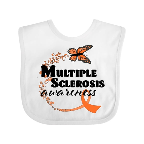 Inktastic Multiple Sclerosis Awareness Butterfly Ribbon Boys or Girls Baby Bib