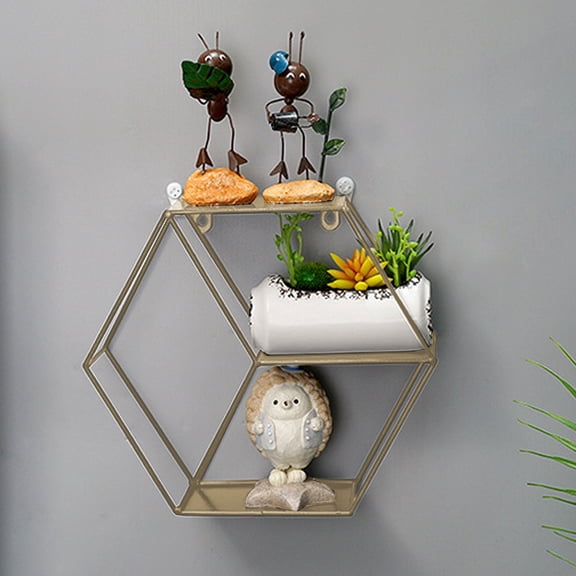 ChicYu Iron Wall Decor Storage Rack Hanging Shelf Home Living Room Organizer Decorative Wall Mounted Display Shelf Living Room Wall Storage Rack yellow