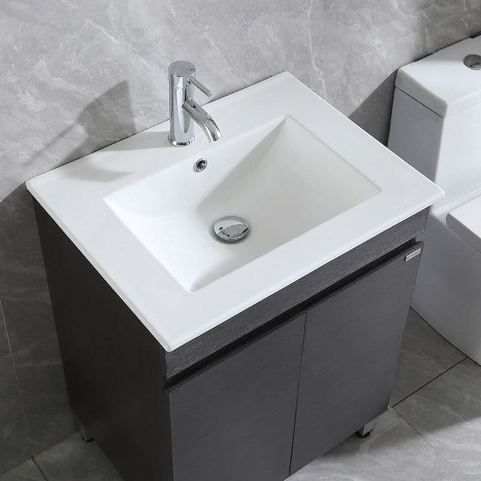 Walsport 24" Bathroom Vanity Set with Sink Combo Cabinet,Modern Freestanding Sink Cabinet,Bathroom Vanity Cabinet with Ceramic Vessel Sink,Faucet and Drain,Black