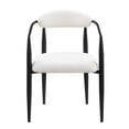thumbnail image 3 of DUOSONG Woker Dining Chairs Set Of 2, Mid-Century Modern Dining Chairs, Kitchen Dining Room Chairs, Round Boucle Backrest Sherpa Dining Chair With Black Metal Legs White+Black Metal Dining Seating, 3 of 7