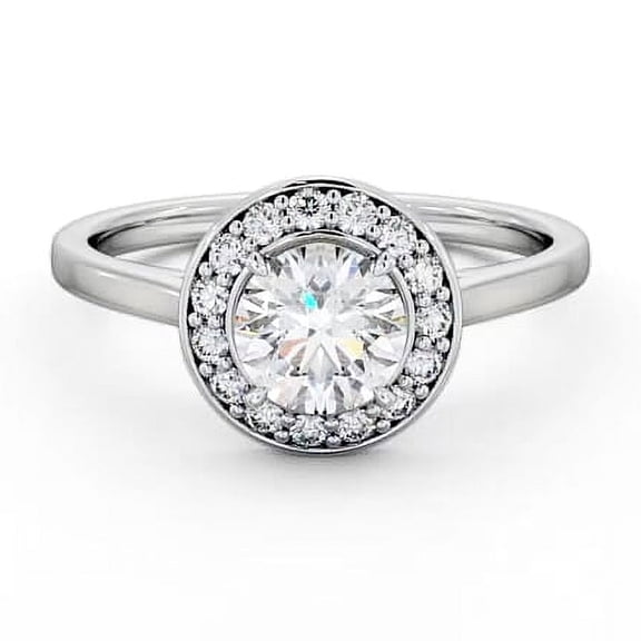 Nerra Jewel 2 Ct Round Brilliant Cut Diamond Ring - 14K White Gold Plated Wedding Anniversary Rings - Ever & Ever Halo-Style Engagement Diamond Rings for Women's - Causal Daily Wear Rings For Women's