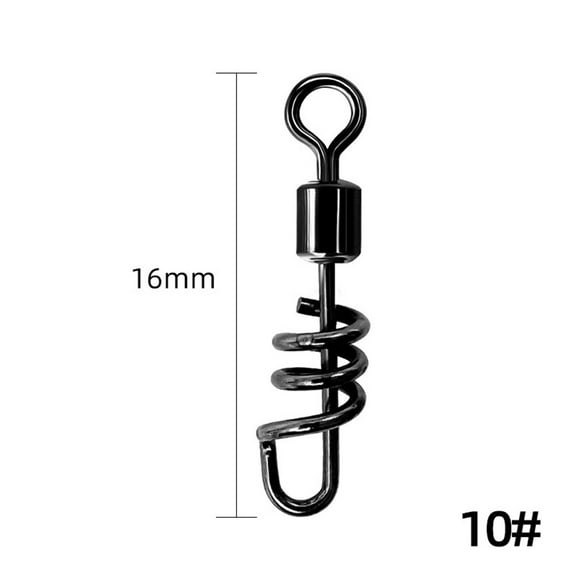 100Pcs Fishing Lure Connector With Screwed Snap Fish Rolling Swivels Corkscrew,10#