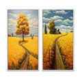 thumbnail image 2 of Designart "Blossoming Meadow Golden Tree in Yellow Field" Meadow Framed Wall Art Set Of 2 - Traditional Yellow Gallery Wall Frame Set For Home Decor, 2 of 6