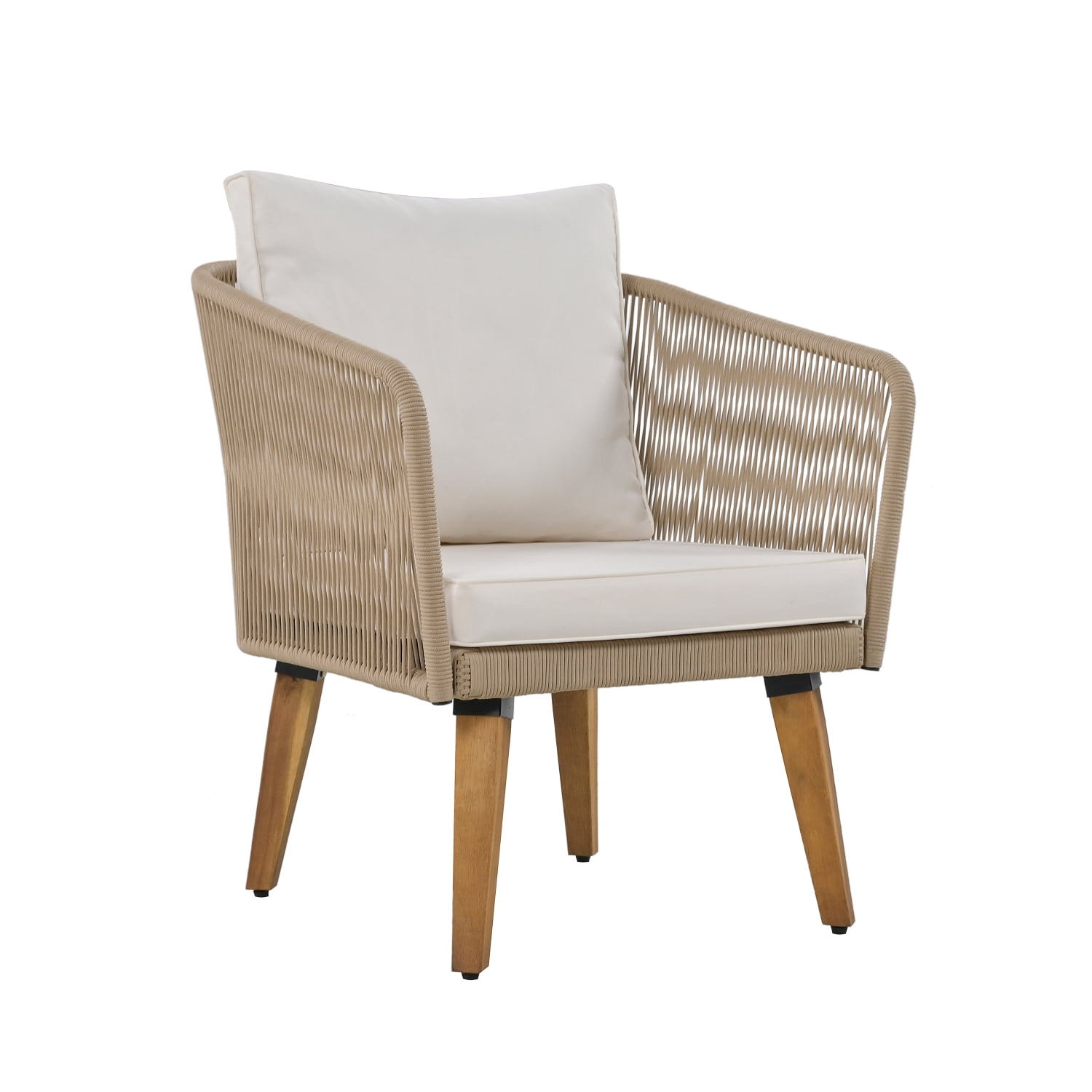Harper & Bright Designs Outdoor Patio Conversation Set Wicker 4 Pieces Patio Furniture Set with Rattan Chair Loveseats Coffee Table for Garden Backyard Porch Poolside Balcony, Beige+Natural