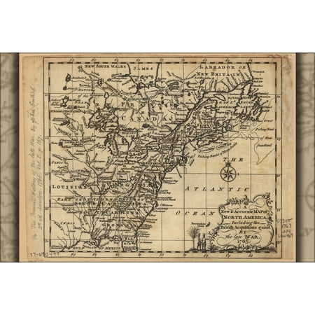 24"x36" Gallery Poster, map of North America pre united states 1766