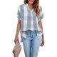 thumbnail image 1 of VISgogo, camisetas de manga corta para mujer, Color sólido/estampado, verano, cuello en V, blusas casuales sueltas, blusa, ropa de calle VISgogo moda, 1 of 9