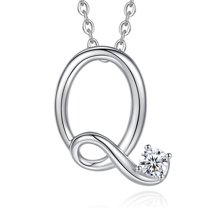 Eusense Initial Necklace Letter Q Pendant for Women, 925 Sterling Silver Alphabet Jewelry Gifts