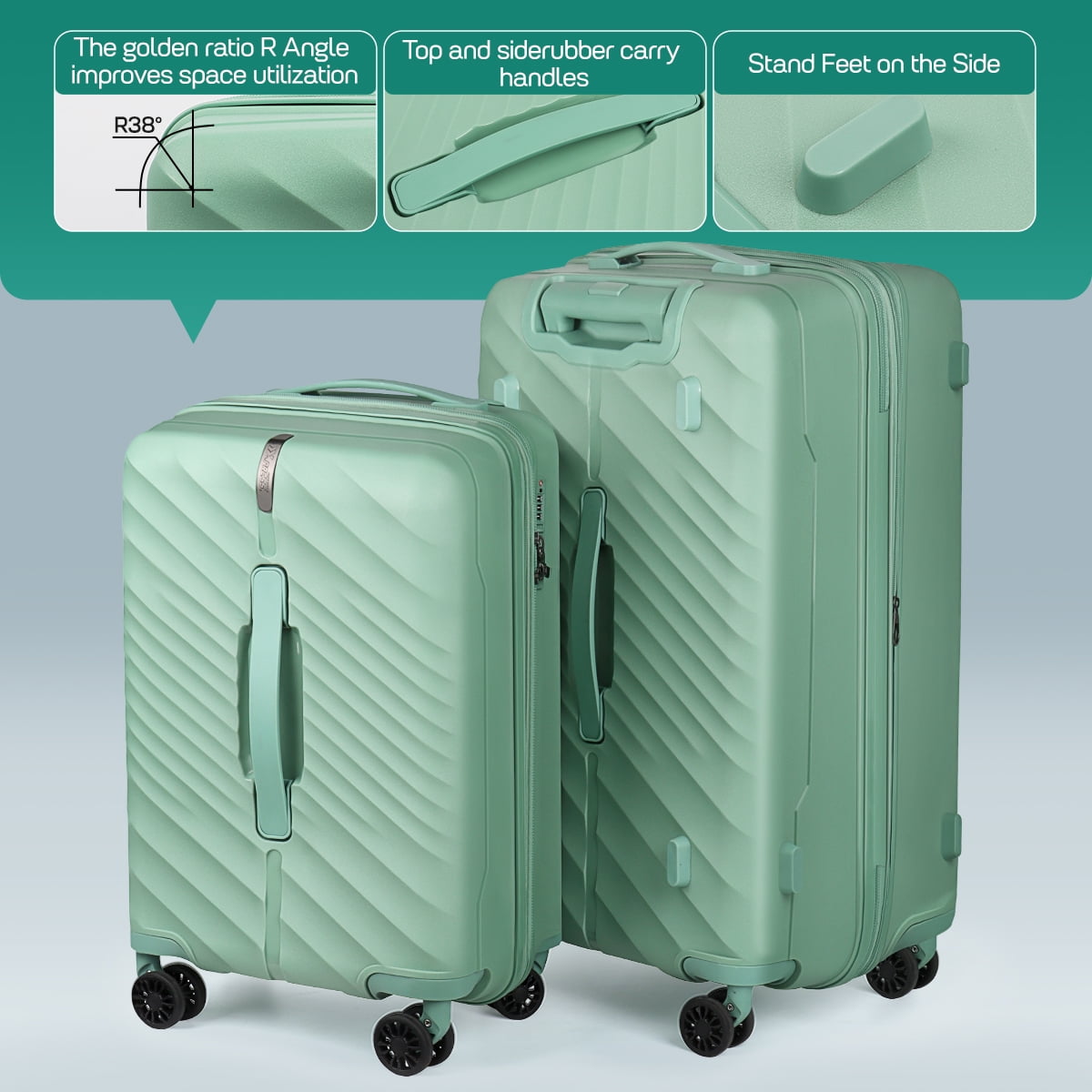 New York Xpress 30" Large Checked Hardside Luggage, Expandable Suitcase with Spinner Wheels and TSA Lock, Green - DQ135