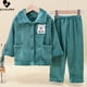 thumbnail image 1 of Conjuntos de pijamas de franela suave para niños y niñas, ropa de dormir gruesa y cálida para el hogar, conjuntos de ropa de dormir de manga larga con solapa para otoño e invierno, 1 of 5