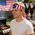 thumbnail image 6 of USA 250th Anniversary Patriotic Headband for Men Women, 1776-2026 U.S. Flag Wide Sweatband, Red White Blue Stars and Stripes Crisscross Hair Accessory for Running, Yoga, 4th of July Parades, Lazyguy, 6 of 8