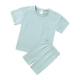thumbnail image 2 of Mifsaly Girls 2 Piece Summer Outfit Sets Crew Neck Short Sleeve T-Shirts and Stretch Biker Shorts Kids Casual Sport Home Playwear Basic Matching Clothes, 2 of 9