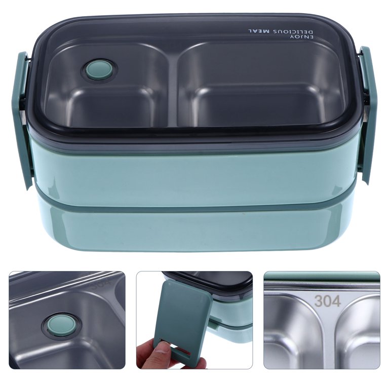 Nordic Style Double-layer Plastic Bento Box, Small Compartment