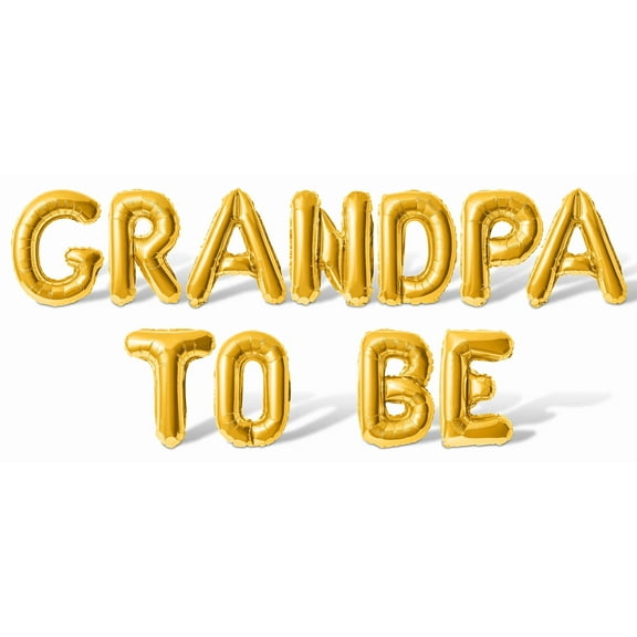 Letter Balloons - GRANDPA TO BE 16" Inch Alphabet Letters Foil Mylar Balloon Baby Shower Party Banner (Gold)