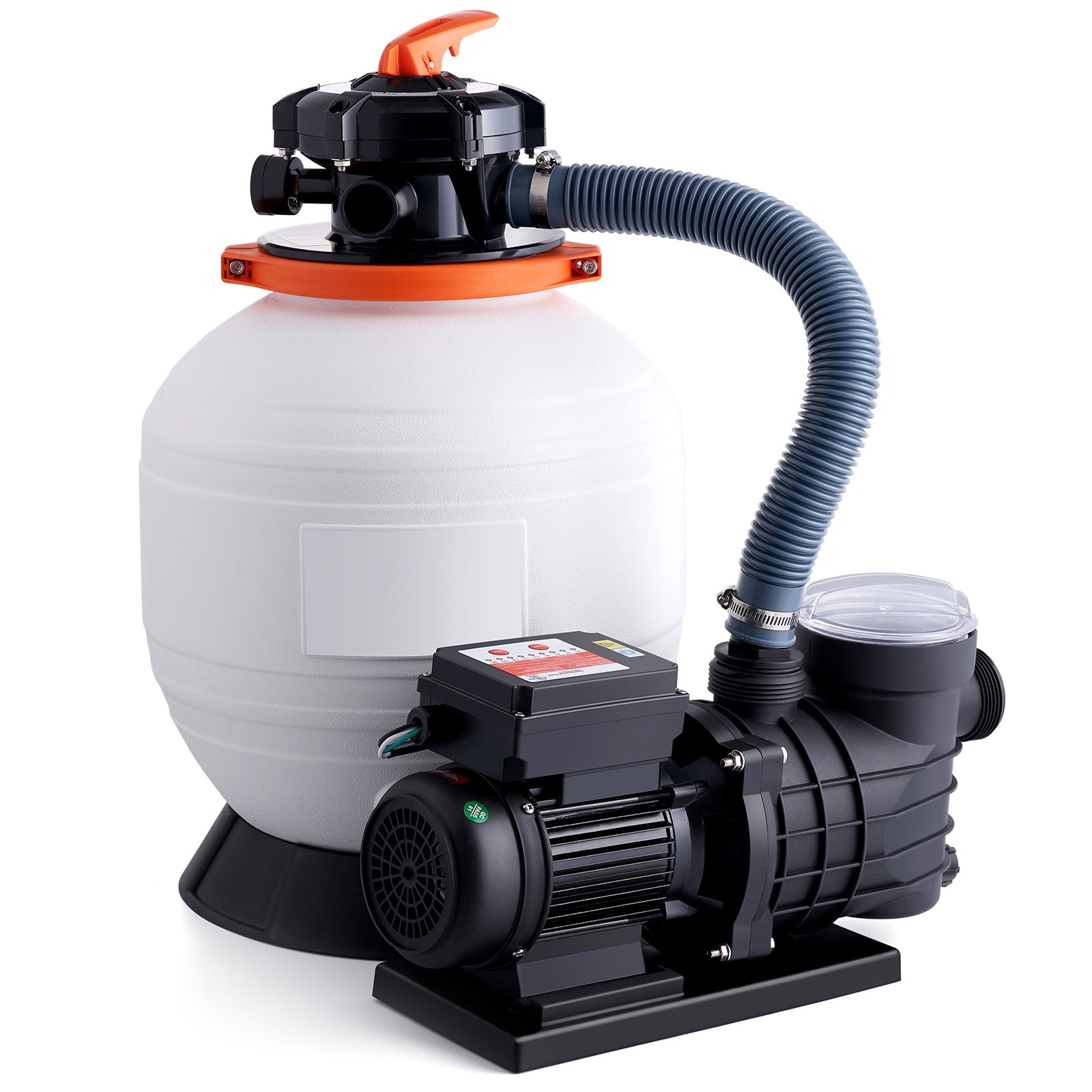 KFFKFF 14" Sand Filter Pump, 3000 GPH with 3/4 HP Pool Pump for Above Ground Pools, 6-Way Multi-Port Valve & Strainer Basket, 110V Swimming Pool Pump with Timing function
