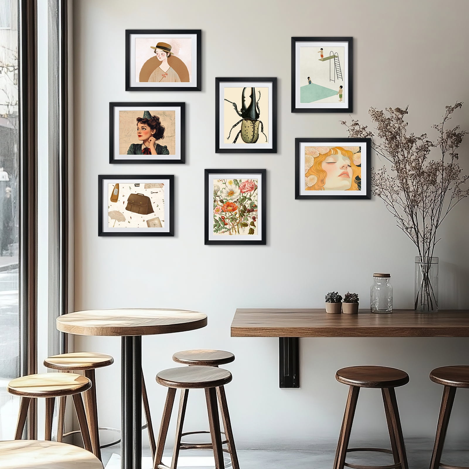 6-Pack 9x11 Black Picture Frames, Matted to 8x10 for Wall or Tabletop Display