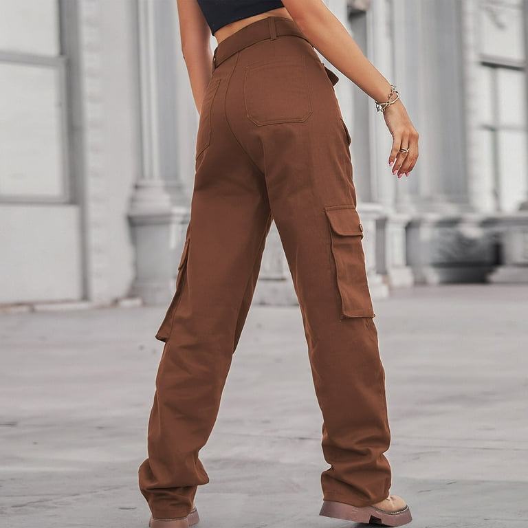 High Waisted Women Solid Cargo Pants with 6 Pocket Fall Loose Outdoor Travel  Pants Plus Size Drawstring Jogger Pants Green at  Women's Clothing  store