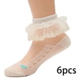 thumbnail image 2 of LYMAYTER 1-12Y 6 Pack Toddler Dress Socks Ruffle Solid Color Ankle Socks Girls Baby Summer Mesh Sock, 2 of 7