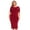 Burgundy, variant on Short Sleeve Crew Neck Midi Bodycon Dress, Black L