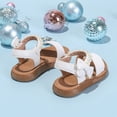 thumbnail image 5 of kpoplk Girls Strap Sandals Open Toe Outdoor Flats with Hook and Loop Kid Summer Shoes for Girls(White,13), 5 of 7