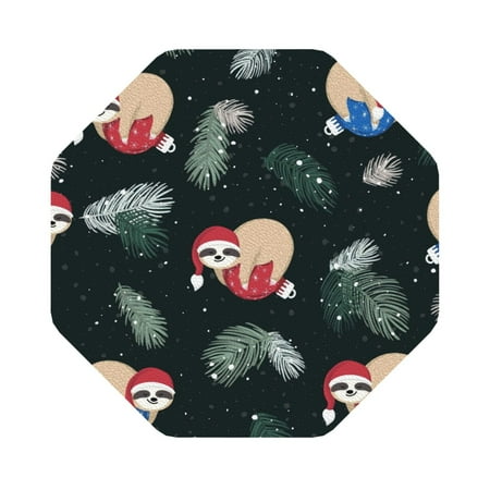

Matuu Baby Sloths Sleeping On The Christmas Ball for Cup Coasters Set of 6 Leather Coasters Desk Coasters for Office Measures 4” x 4” Octagon