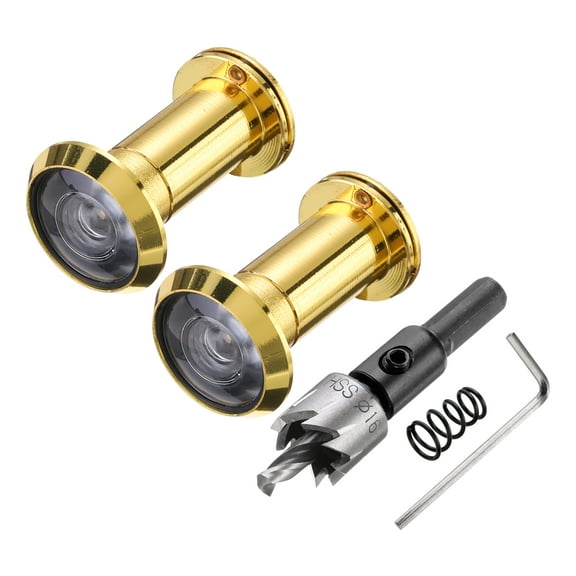 Uxcell 5/8" Door Viewer Peephole Copper Privacy Door Viewer with Drill Bit for Security Home Gold 2Pcs