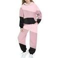 thumbnail image 2 of Girls Boys Hoodie and Sweatpants Color Block Fleece Sweatsuit 2 Piece Jogger Set Tracksuit Fall Winter Outfits New Matching Sets Girls Clothing Workout Watermelon Red 14-15 Years, 2 of 6