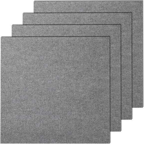 VEVOR Carpet Tiles Peel and Stick, 24” x 24” Squares Self Adhesive Carpet Floor Tile, Soft Padded Carpet Tiles, Easy Install DIY for Bedroom Living Room Indoor Outdoor (9Tiles, Light Gray)